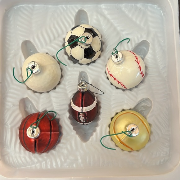 Handcrafted Glass Sports Christmas Ornaments Set of 6 - Picture 3 of 7